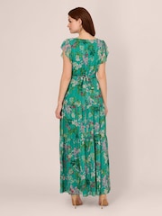 Adrianna Papell Grünes bedrucktes Etagen-Maxikleid​​​​​​​ - Bild 2 von 7