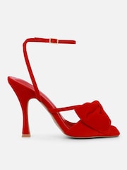 Simmi London Red Josie Bow Detail Heeled Sandals - Image 2 of 4