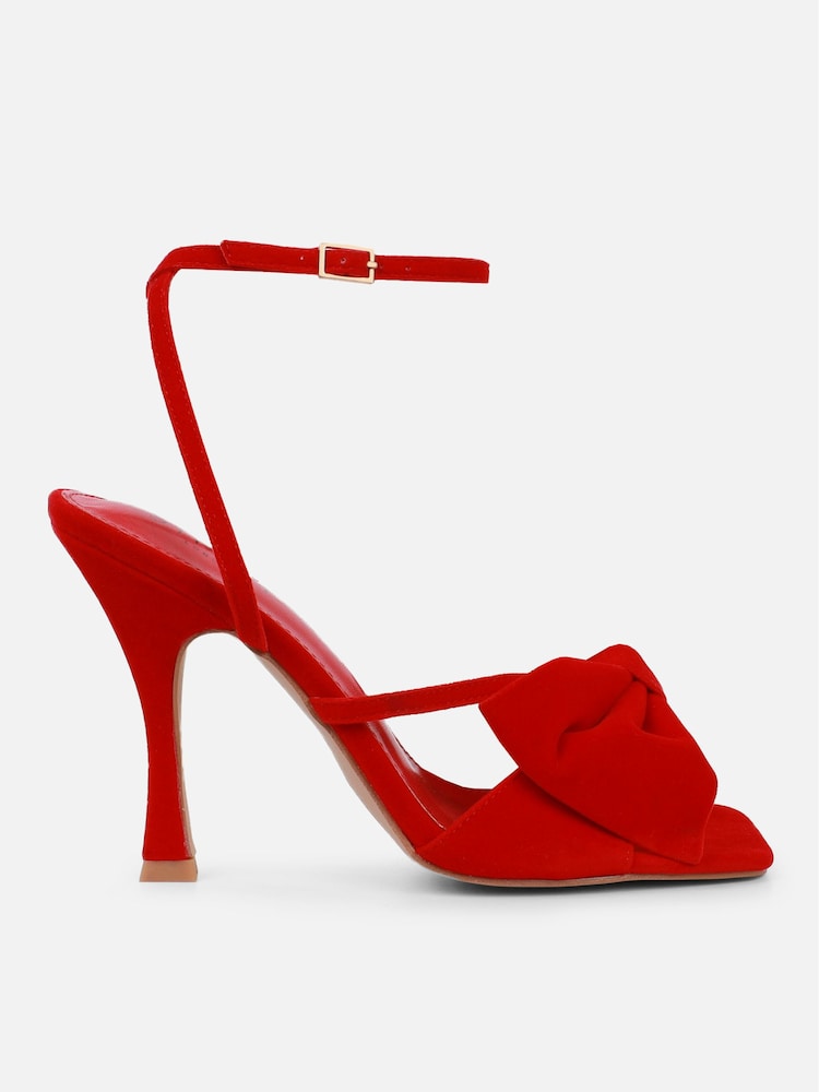 Simmi London Red Josie Bow Detail Heeled Sandals - Image 2 of 4 Simmi London Red Josie Bow Detail Heeled Sandals - Image 2 of 4