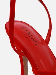 Simmi London Red Josie Bow Detail Heeled Sandals - Image 3 of 4