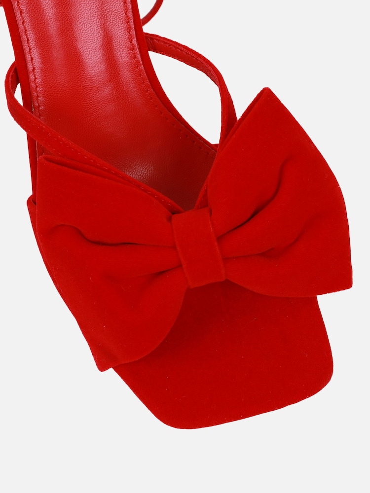 Simmi London Red Josie Bow Detail Heeled Sandals - Image 4 of 4 Simmi London Red Josie Bow Detail Heeled Sandals - Image 4 of 4