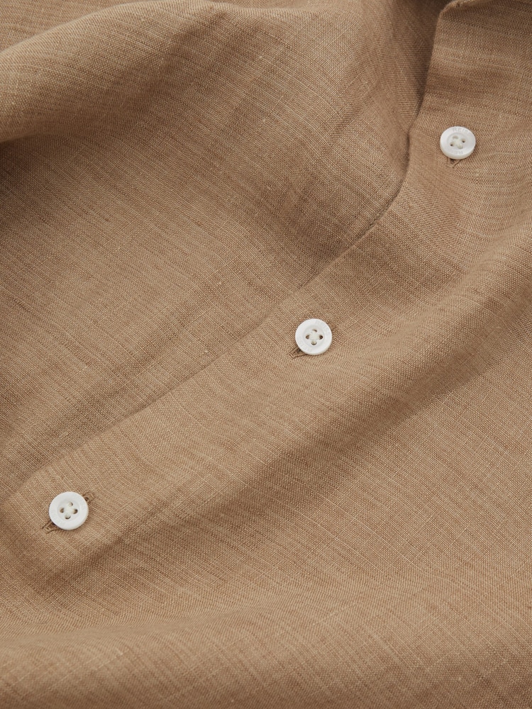 Reiss Camel Ruban Linen Button-Through Shirt - Image 5 of 5