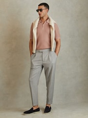 Reiss Grey Bridge Tapered Trousers with Turn-Ups - Image 1 of 6