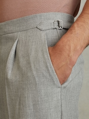 Reiss Grey Bridge Tapered Trousers with Turn-Ups - Image 4 of 6