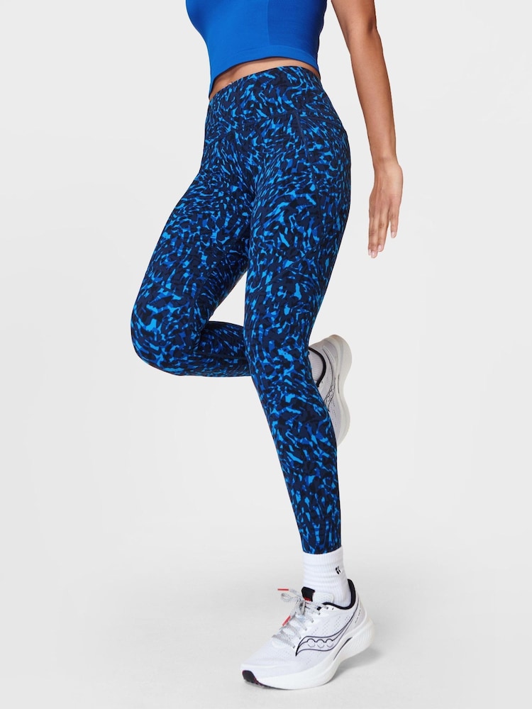 Sweaty Betty Blue Animal Swirl Print Full Length Power Workout Leggings - Image 4 of 10