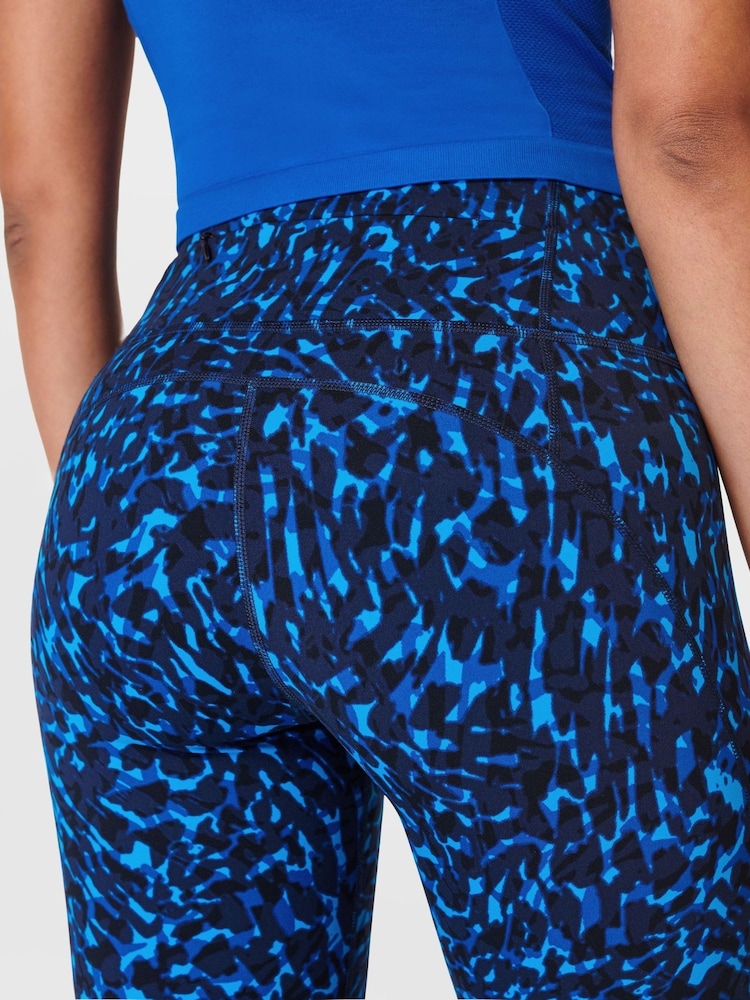 Sweaty Betty Blue Animal Swirl Print Full Length Power Workout Leggings - Image 9 of 10