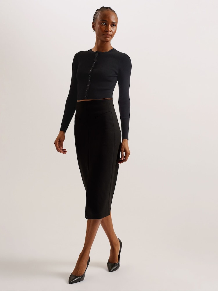 Ted Baker Black Kklara Scallop Trim Cardigan - Image 1 of 7