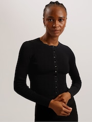 Ted Baker Black Kklara Scallop Trim Cardigan - Image 2 of 7