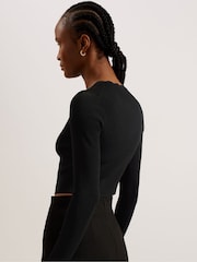Ted Baker Black Kklara Scallop Trim Cardigan - Image 4 of 7