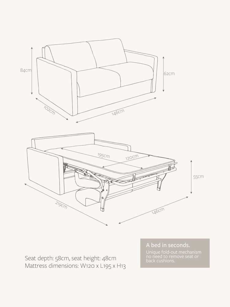 Jay-Be Brushed Twill Smoke Grey Slim 2 Seater Sofa Bed - Image 6 of 6