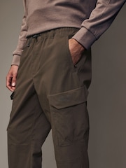 Chocolate Brown Regular Fit Ripstop Tech Cargo Trousers - Image 4 of 14