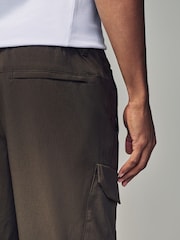 Chocolate Brown Regular Fit Ripstop Tech Cargo Trousers - Image 8 of 14