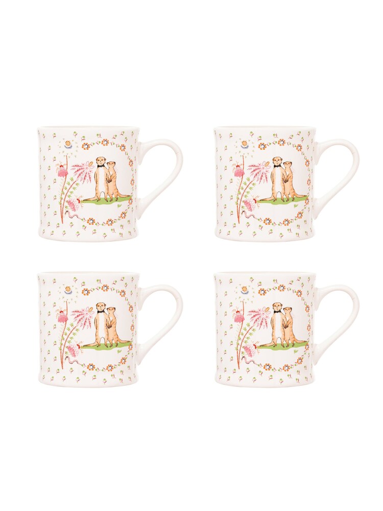 Cath Kidston Cream Wedding Meerkat Mollie Mug Set Of 4 - Image 2 of 4