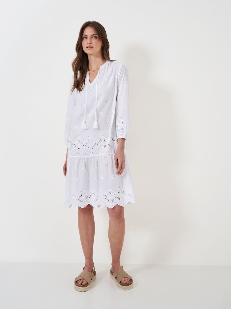 Crew Clothing White 100% Cotton Beach Crinkle Shirt Dress - Image 1 of 5