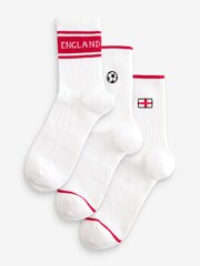 White/Red England Football Ribbed Sport Ankle Socks 3 Pack - Image 1 of 4