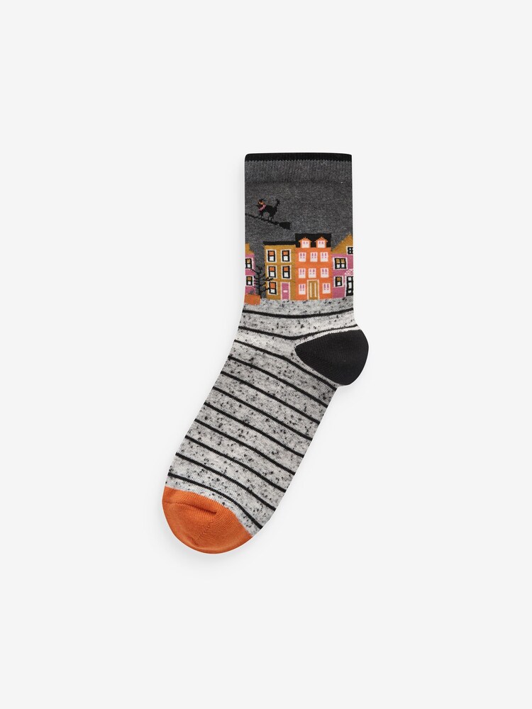 House Scene Halloween Ankle Socks 4 Pack - Image 2 of 6