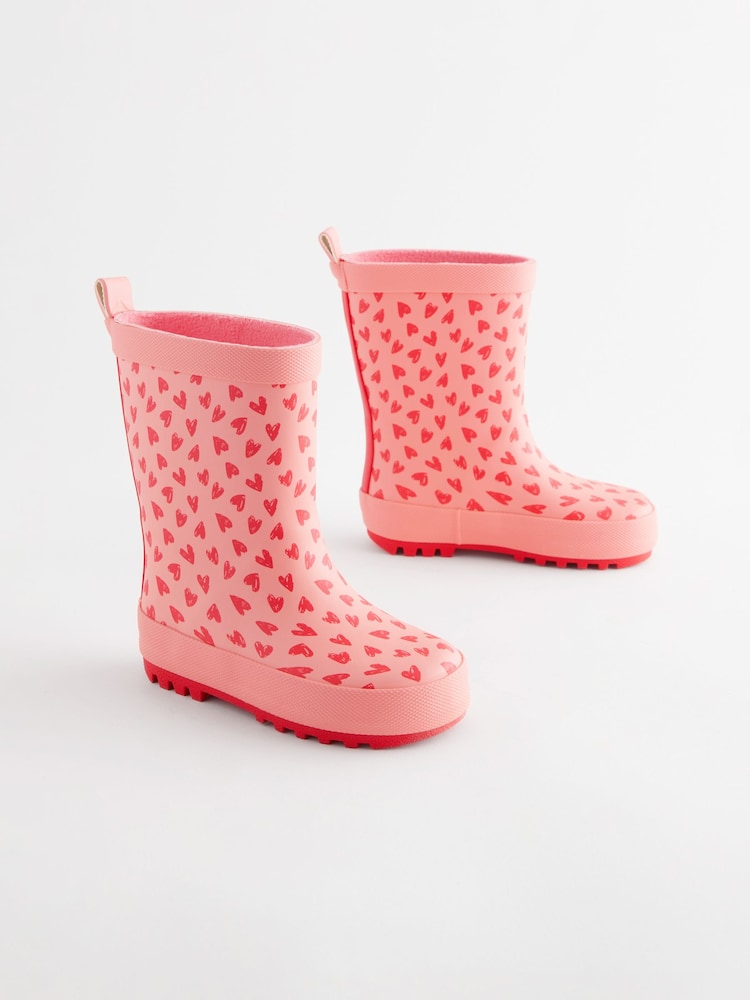 Pink Heart Print Wellies - Image 1 of 5