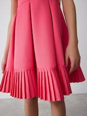 Baker by Ted Baker Coral Pink Frill Peplum Hem Dress - Image 5 of 10