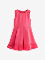 Baker by Ted Baker Coral Pink Frill Peplum Hem Dress - Image 8 of 10