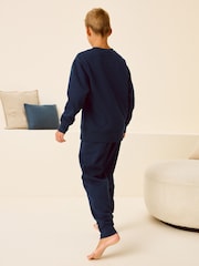 Navy Fleece Lined Loungewear 100% Cotton Pyjamas (3-16yrs) - Image 2 of 9