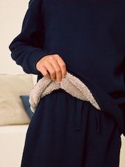 Navy Fleece Lined Loungewear 100% Cotton Pyjamas (3-16yrs) - Image 4 of 9