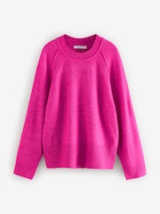 Neon-Rosa - Rundhalspullover mit Nahtdetail und Wolle - Bild 5 von 7