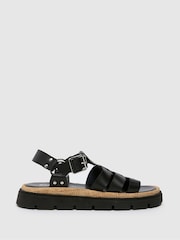 Schuh Texas Leather Gladiator Black Sandals - Image 1 of 4