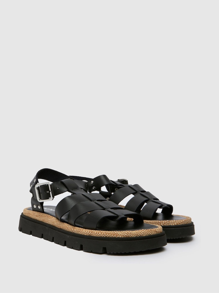 Schuh Texas Leather Gladiator Black Sandals - Image 2 of 4
