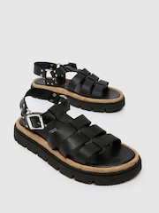 Schuh Texas Leather Gladiator Black Sandals - Image 3 of 4