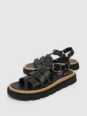 Schuh Texas Leather Gladiator Black Sandals - Image 4 of 4