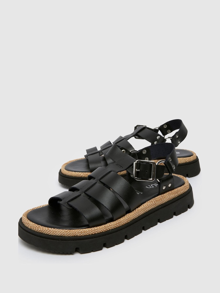 Schuh Texas Leather Gladiator Black Sandals - Image 4 of 4