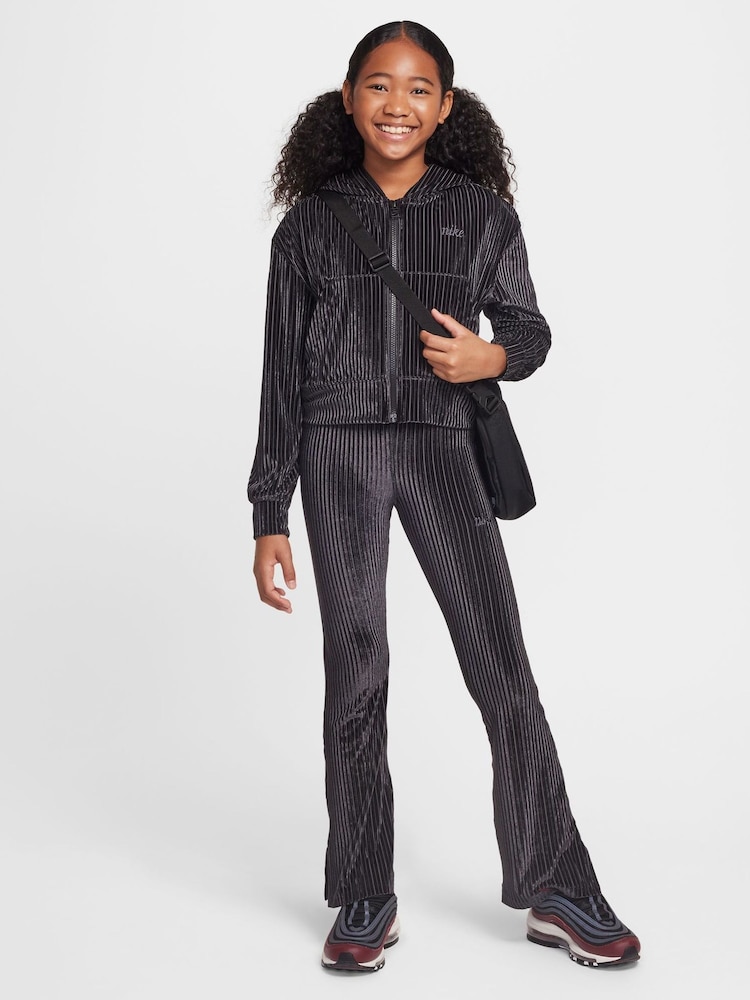 Nike Black Velour Zip Through Hoodie - Image 1 of 7 Nike Black Velour Zip Through Hoodie - Image 1 of 7