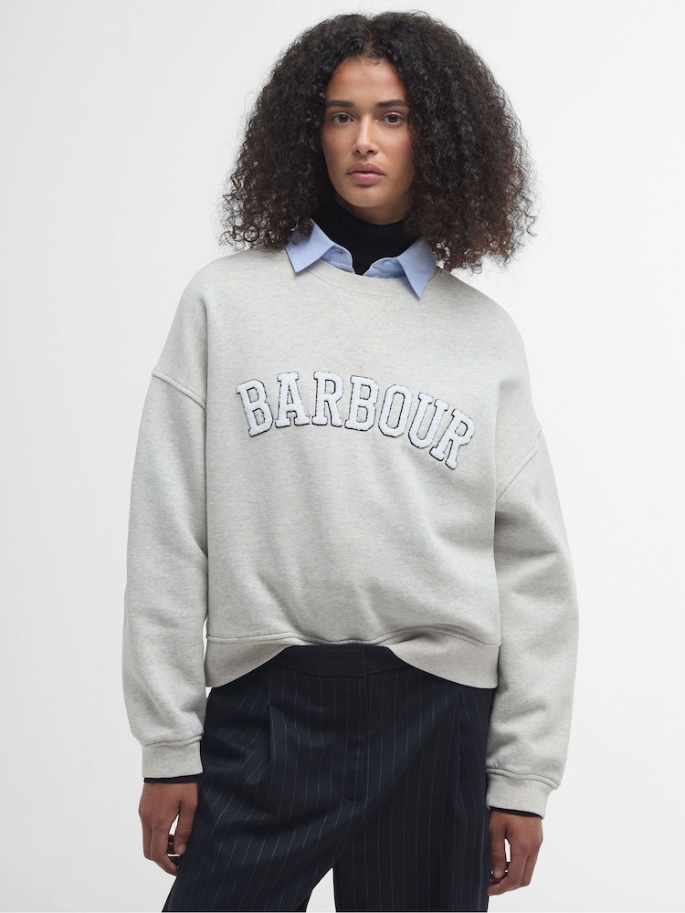 Barbour® Grey Silverdale Varsity Logo Sweatshirt - Image 1 of 7