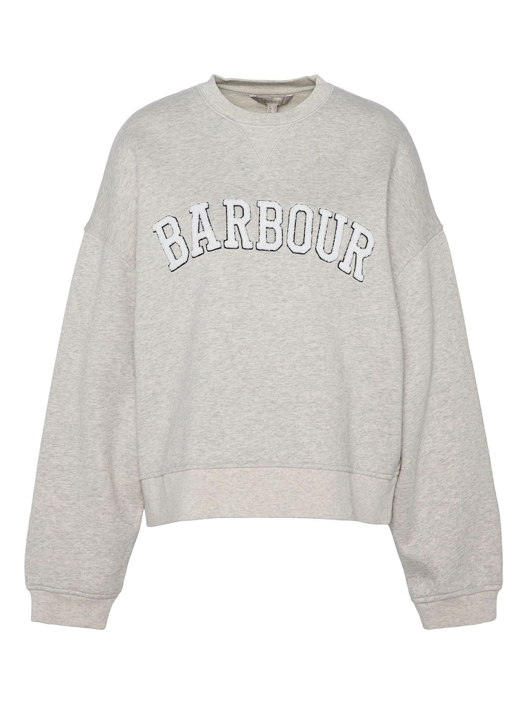 Barbour® Grey Silverdale Varsity 100% Cotton Sweatshirt - Image 6 of 7
