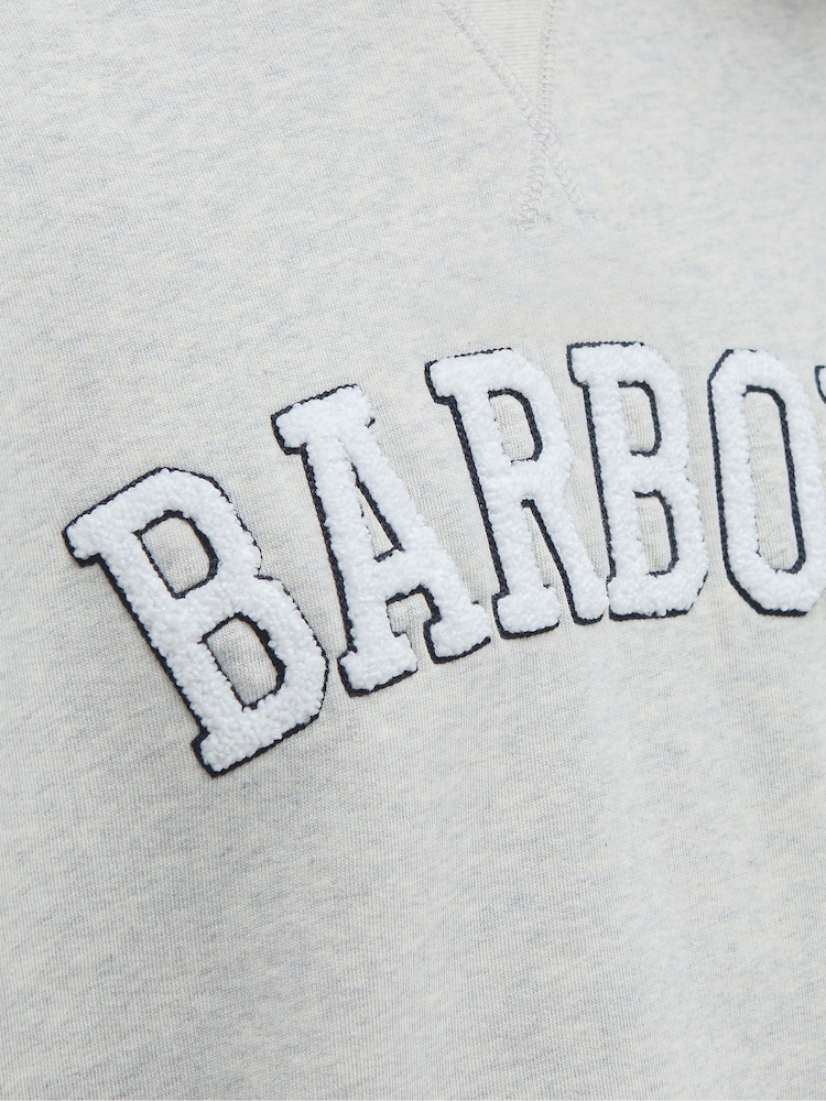 Barbour® Grey Silverdale Varsity 100% Cotton Sweatshirt - Image 7 of 7 Barbour® Grey Silverdale Varsity 100% Cotton Sweatshirt - Image 7 of 7