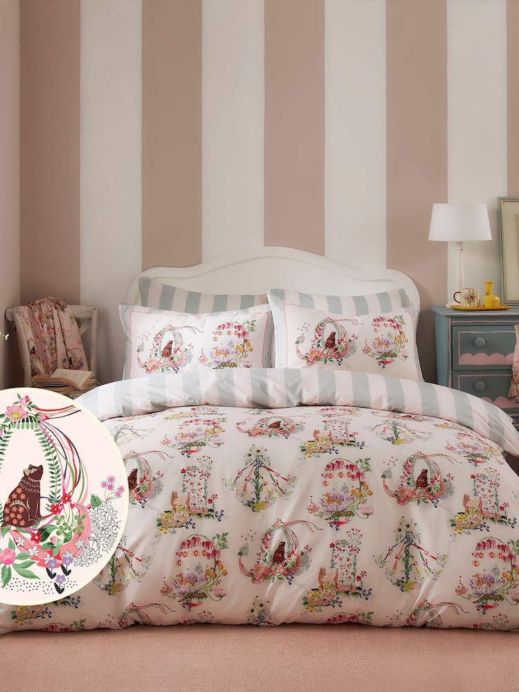 Cath Kidston Pink 100% Cotton Summer Parade Duvet Cover and Pillowcase Set - Image 1 of 4