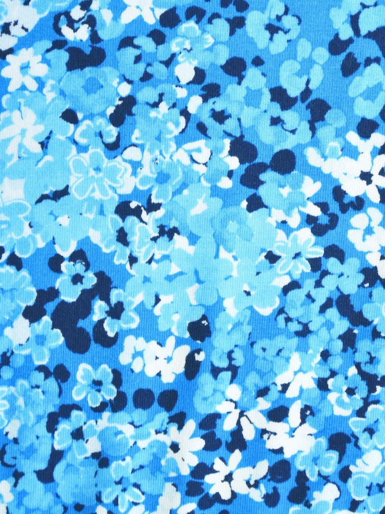 Live Unlimited Blue Floral Jersey Tie Front Midi Dress - Image 7 of 7
