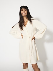 JDY White V-Neck Shift Dress With Rope Belt - Image 1 of 2