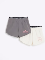 siva - River Island dekleta Waistband tekač 100% Cotton Shorts 2 komplet - Slika 1 iz 4