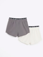siva - River Island dekleta Waistband tekač 100% Cotton Shorts 2 komplet - Slika 2 iz 4
