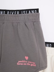 siva - River Island dekleta Waistband tekač 100% Cotton Shorts 2 komplet - Slika 3 iz 4