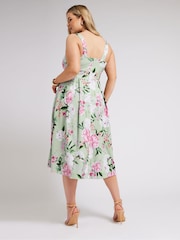Yours Curve Green London Sweetheart Pleated Dress - Image 2 of 5