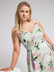 Yours Curve Green London Sweetheart Pleated Dress - Image 3 of 5