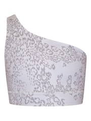 Sweaty Betty Urban Grey Leopard Print Supersoft Asymmetric Reversible Bra - Image 10 of 10