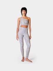 Sweaty Betty Urban Grey Leopard Print Supersoft Asymmetric Reversible Bra - Image 9 of 10