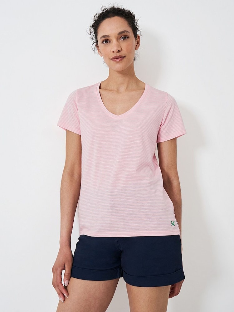 Crew Clothing 100% Cotton Perfect V-Neck Slub T-Shirt - Image 5 of 5