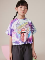 Purple Tie Dye Rolling Stones 100% Cotton T-Shirt (3-16yrs) - Image 1 of 6