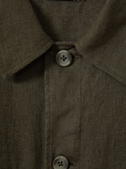 Reiss Khaki Viera 100% Linen Overshirt - Image 4 of 5