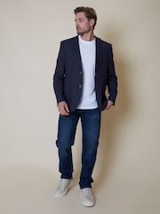 Threadbare Blue Luxe Linen Blend Single Breasted Blazer - Image 1 of 4