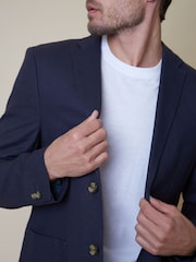 Threadbare Blue Luxe Linen Blend Single Breasted Blazer - Image 4 of 4